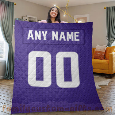 Custom Premium Quilt Blanket Minnesota Jersey American Football Personalized Quilt Gifts for Her & Him
